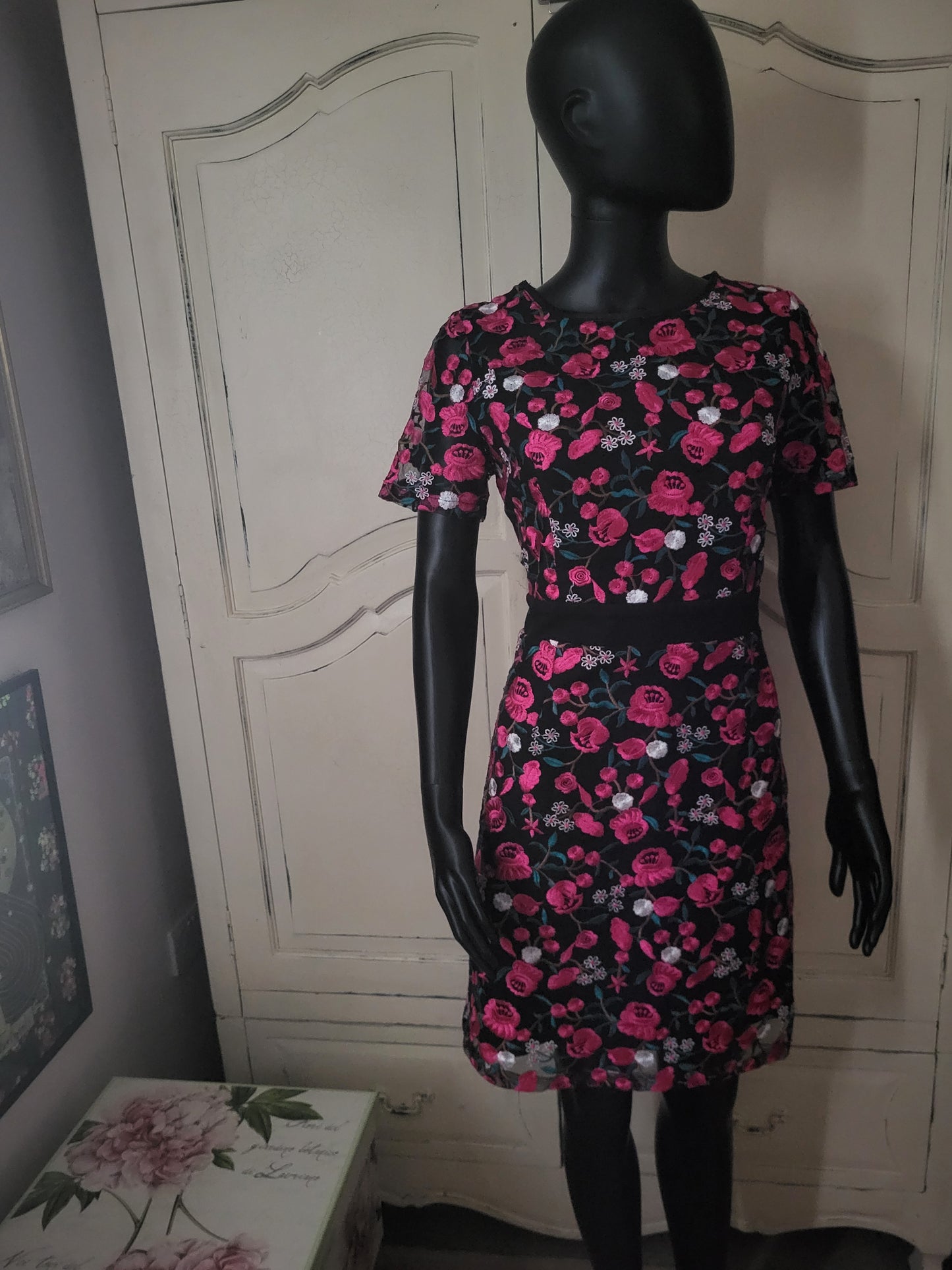 Girls on Film Fuchsia Floral Embroidered Dress