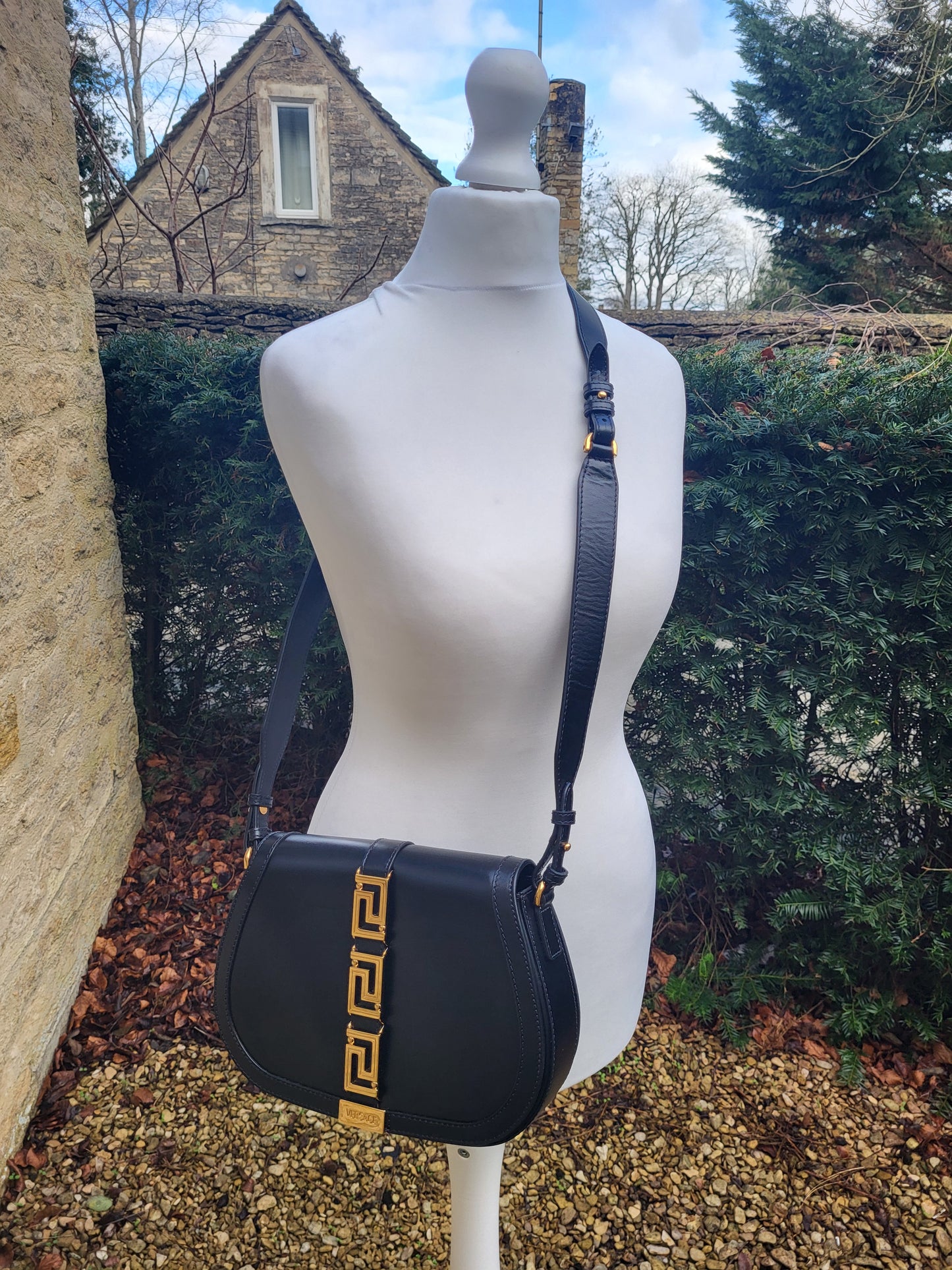 Versace Greca Goddess black leather crossbody bag, brand new with tags. 