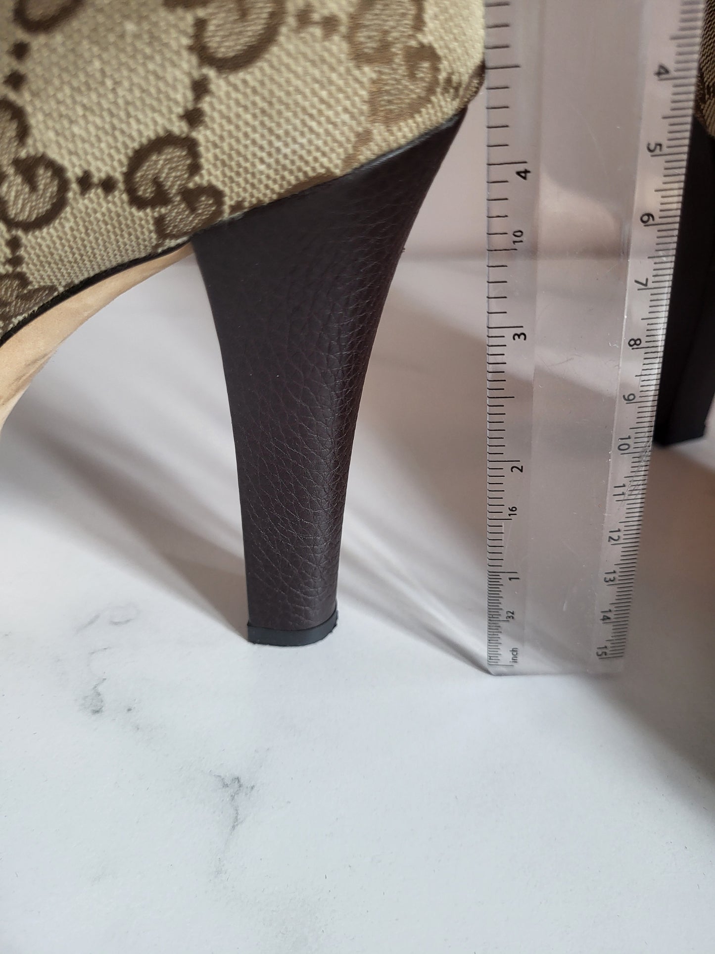 Gucci Platform Peep Toe Canvas Heels