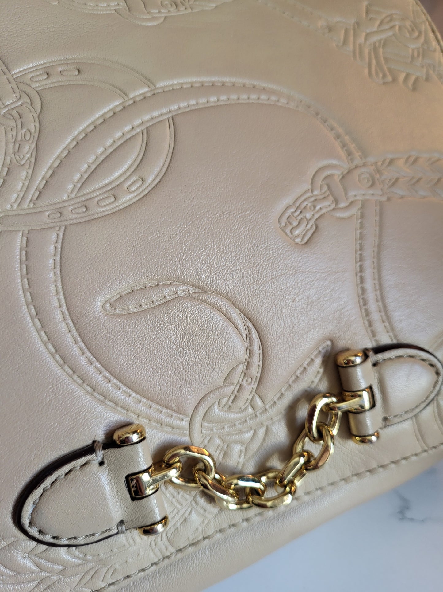 Ralph Lauren Equestrian Embossed Shoulder Bag