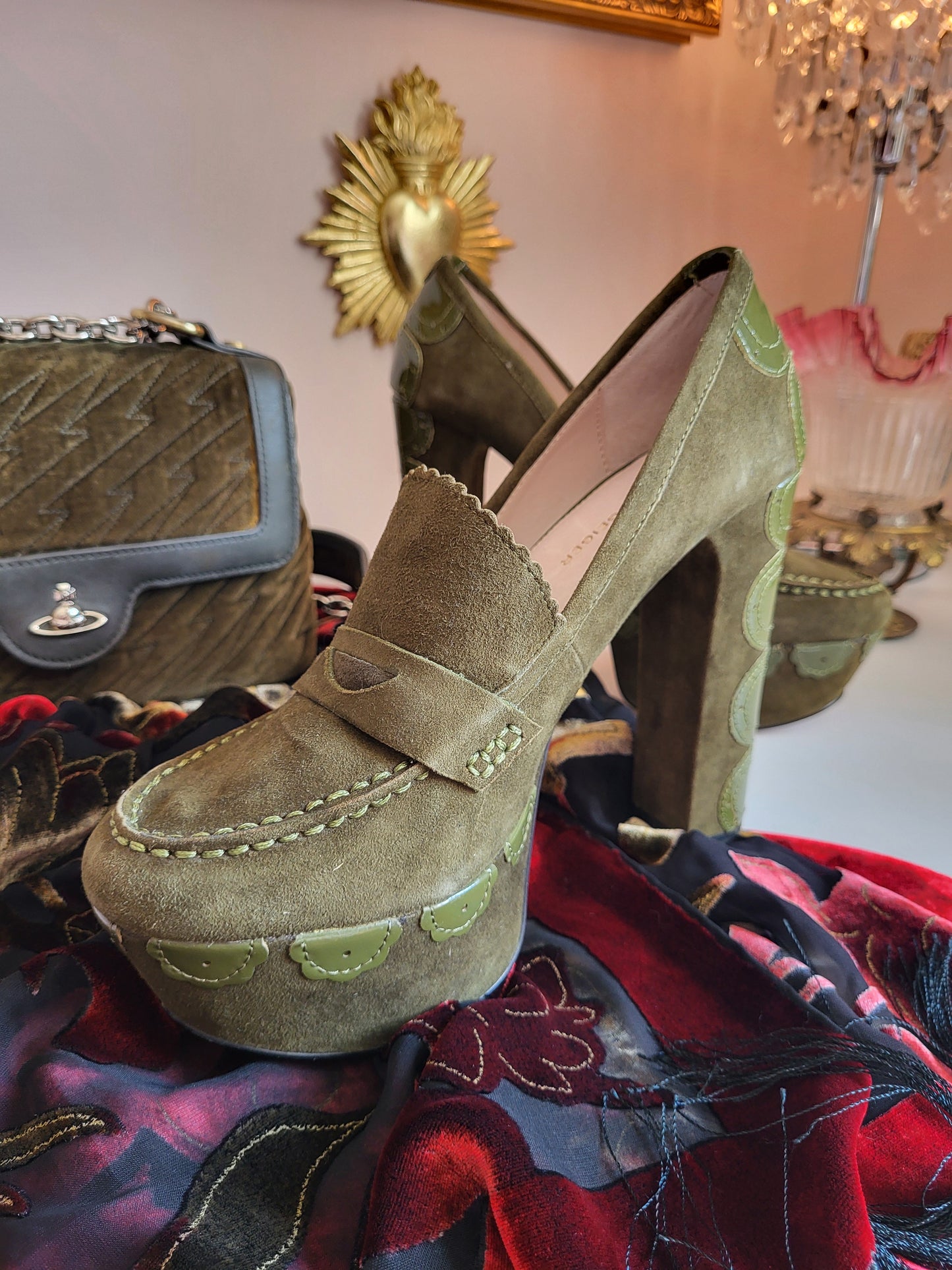 Kurt Geiger Leather and Suede Platform Loafers