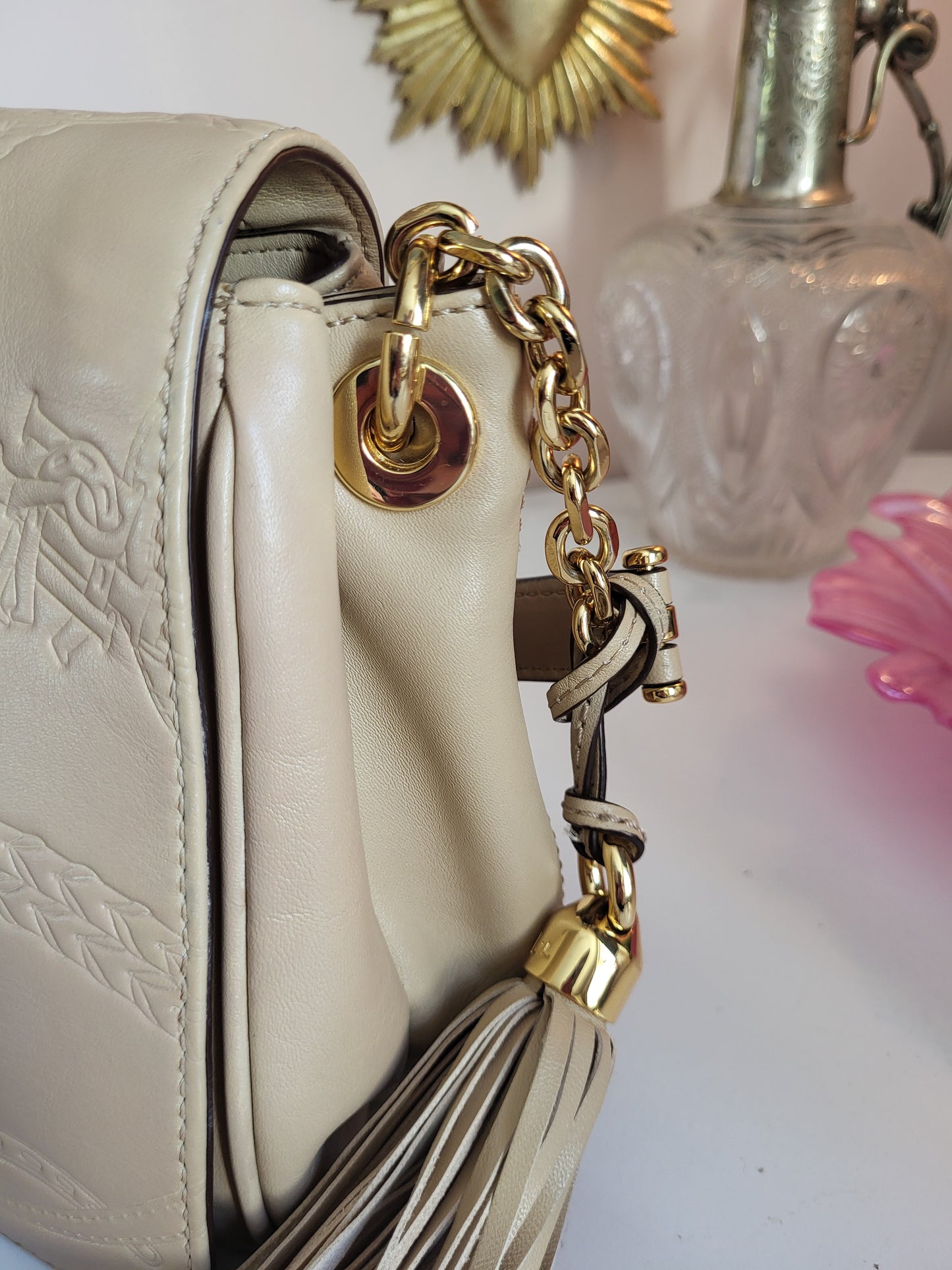 Ralph Lauren Equestrian Embossed Shoulder Bag