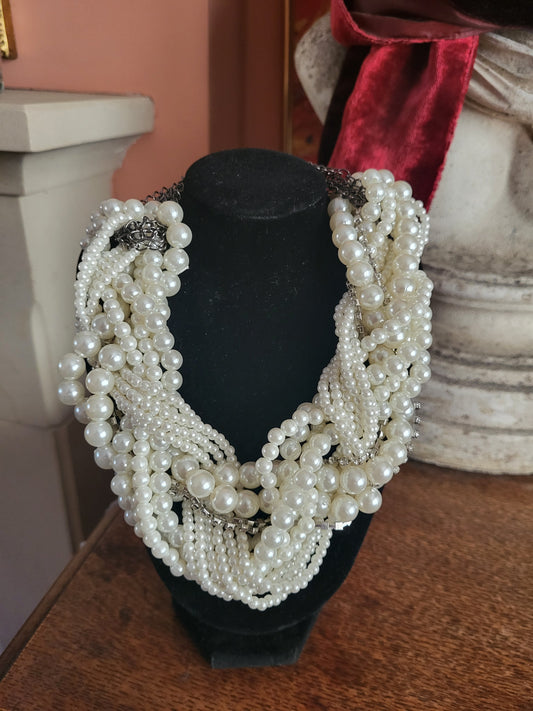 Heavy Faux Pearl and Diamante Necklace