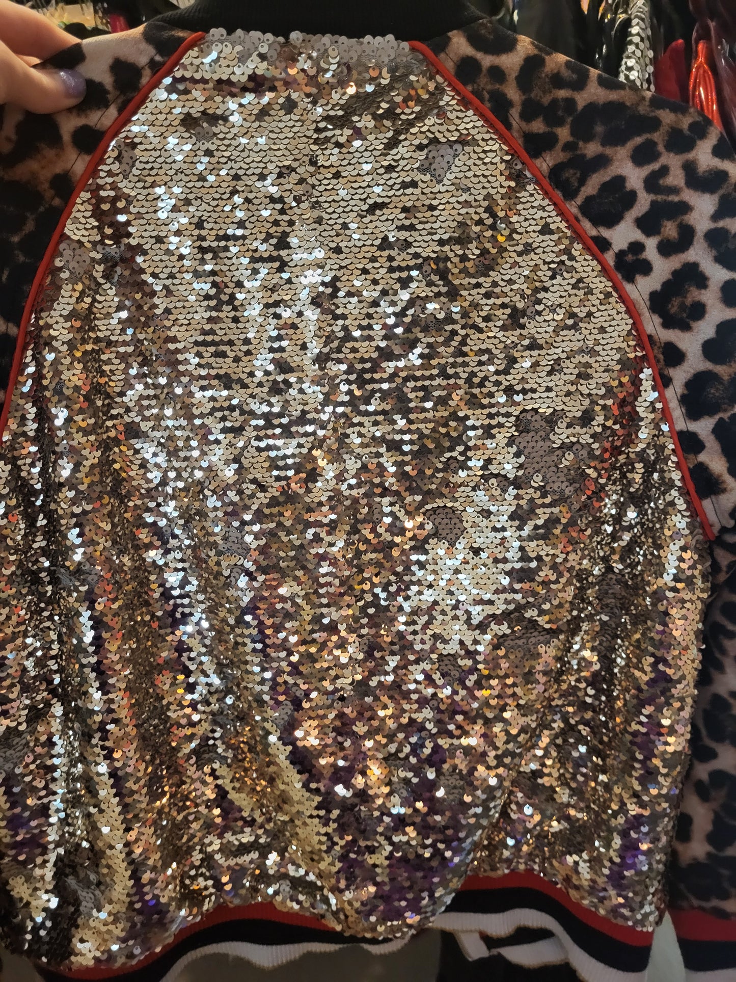Drôle de Copine Sequin and Leopard Print Jacket