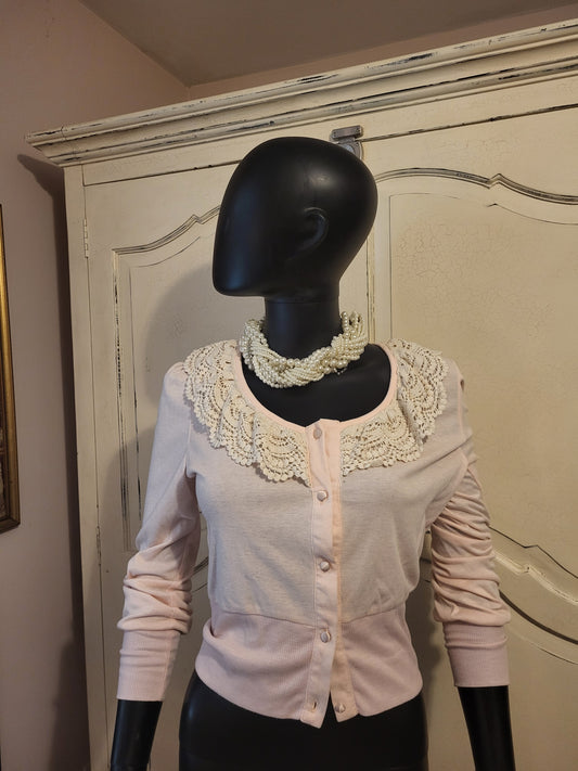 Ada Gatti Cropped Blush Pink Cardigan