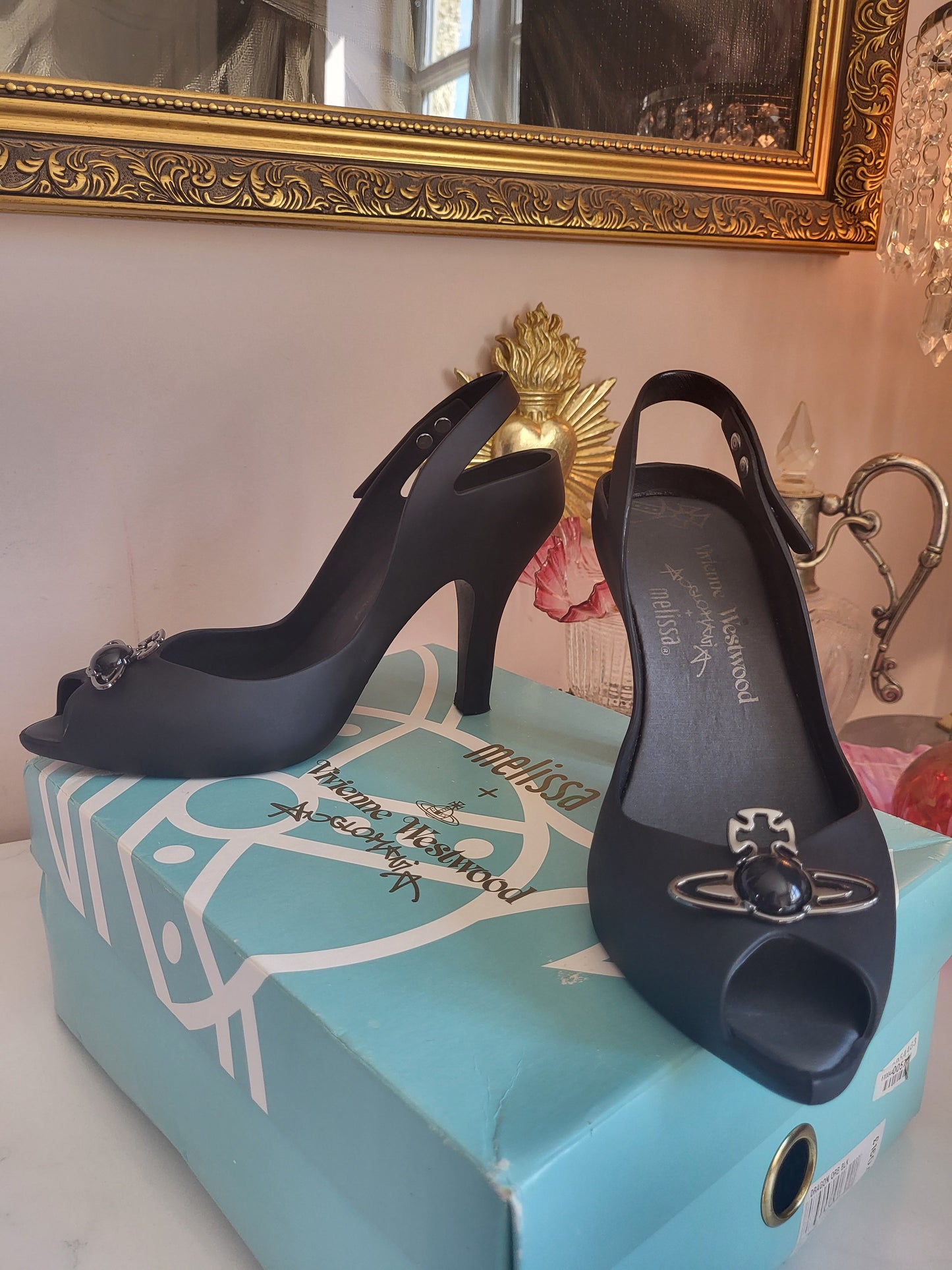 Vivienne Westwood x Melissa Matte Black Orb Heels
