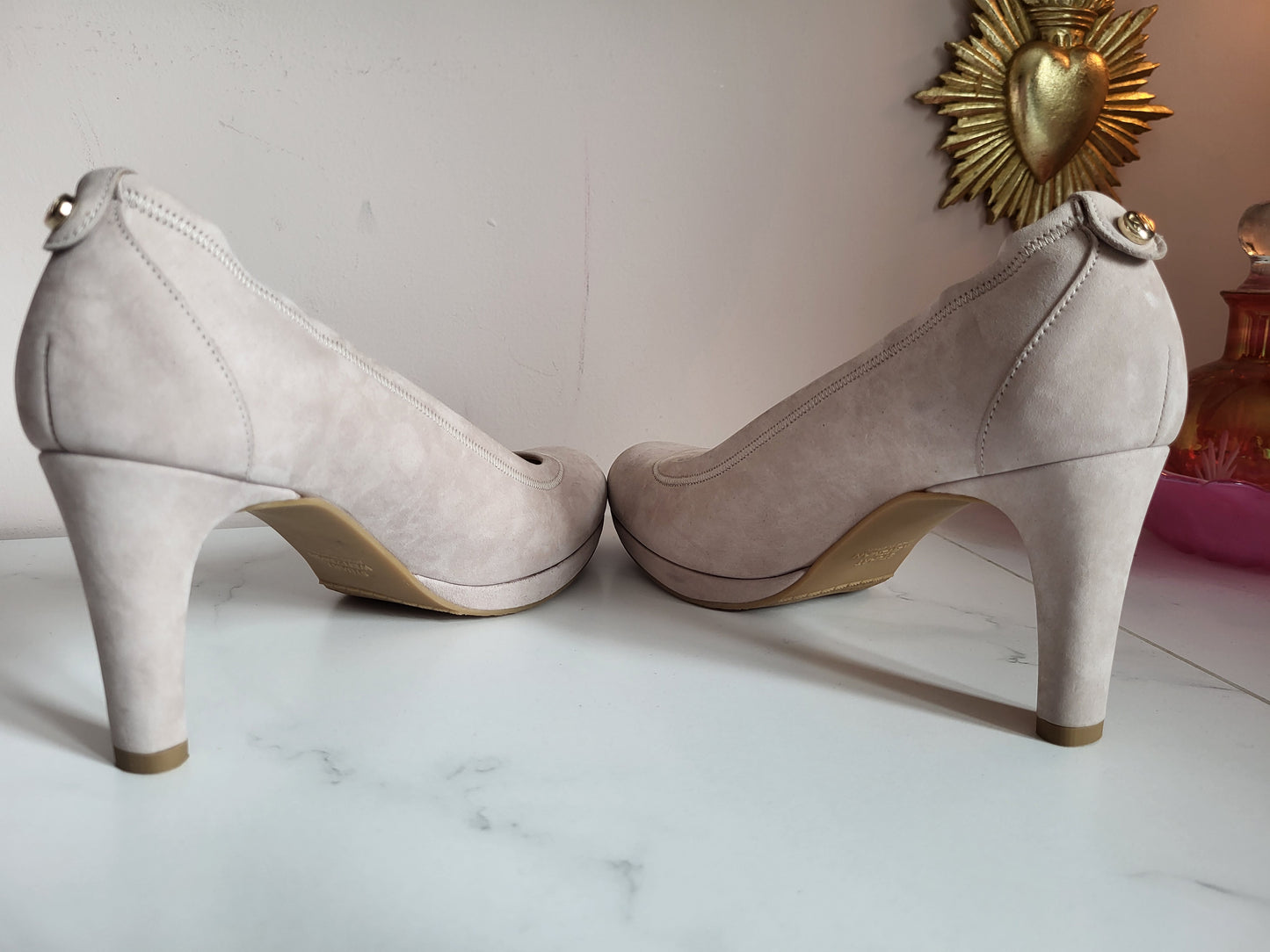 Stuart Weitzman Blush Pink Suede Court Heels
