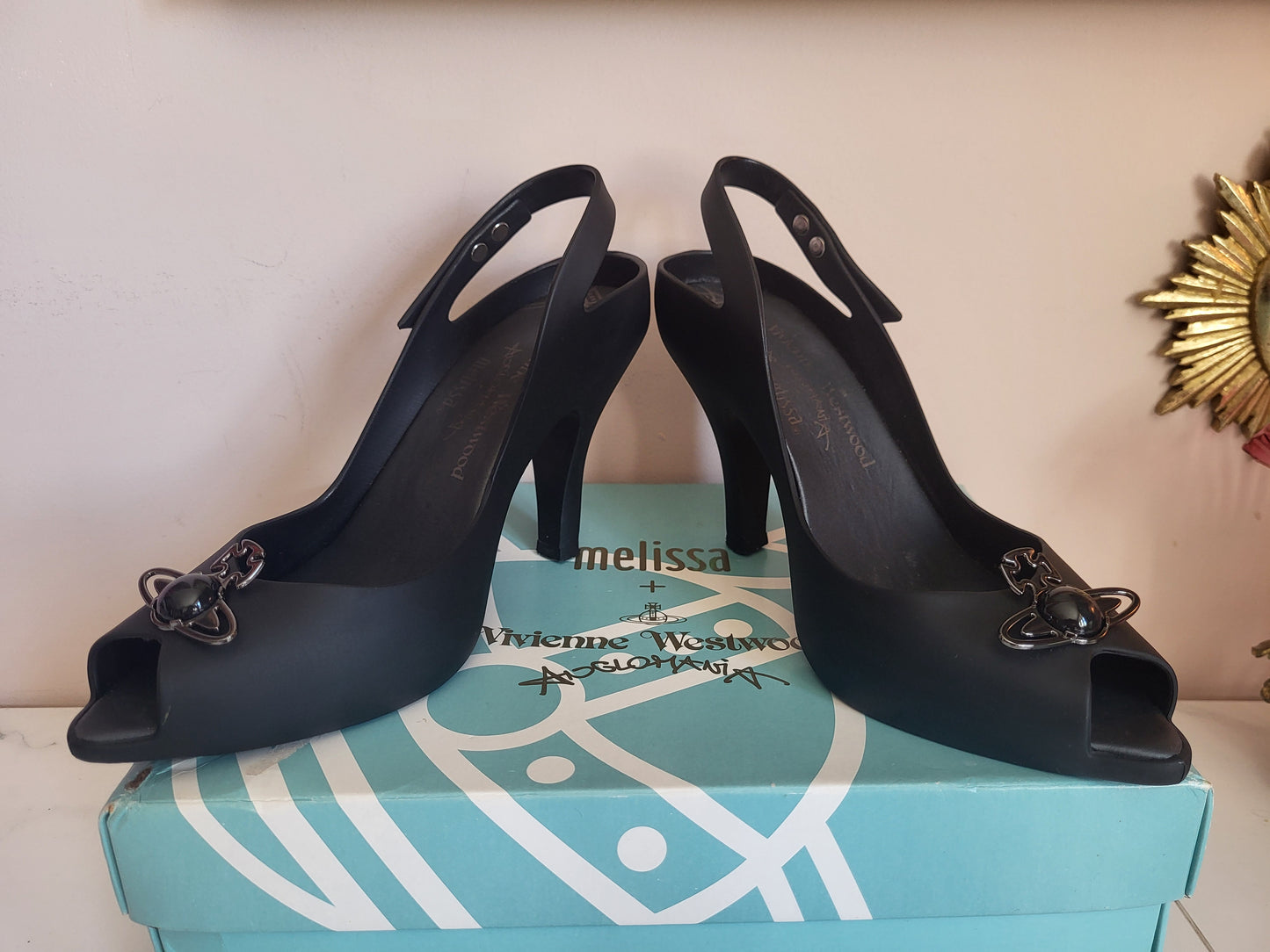 Vivienne Westwood x Melissa Matte Black Orb Heels