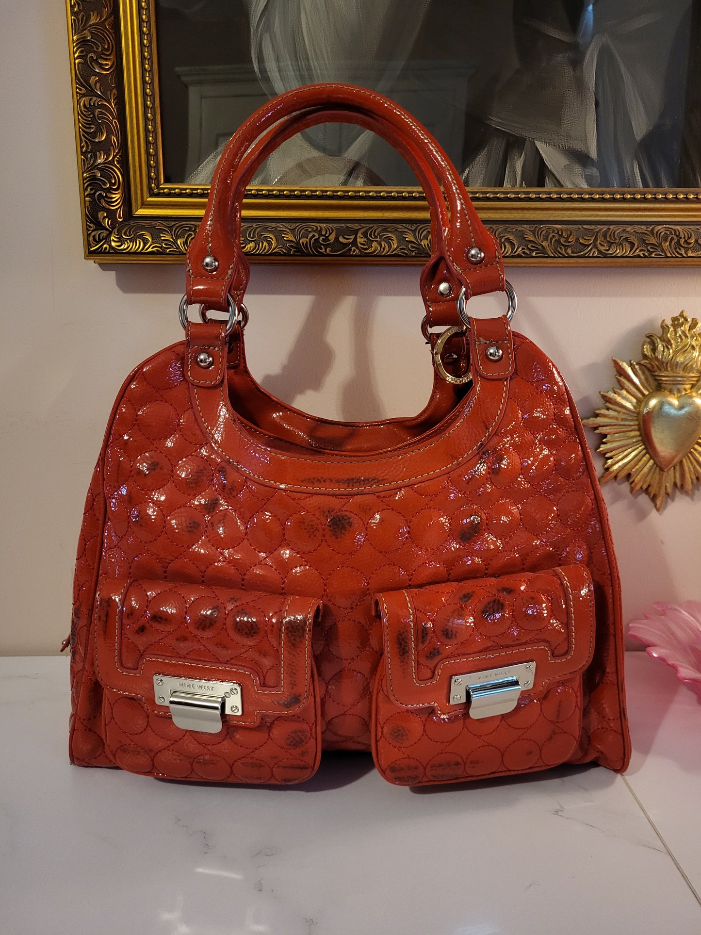 Nine West Large Patent Red Handbag