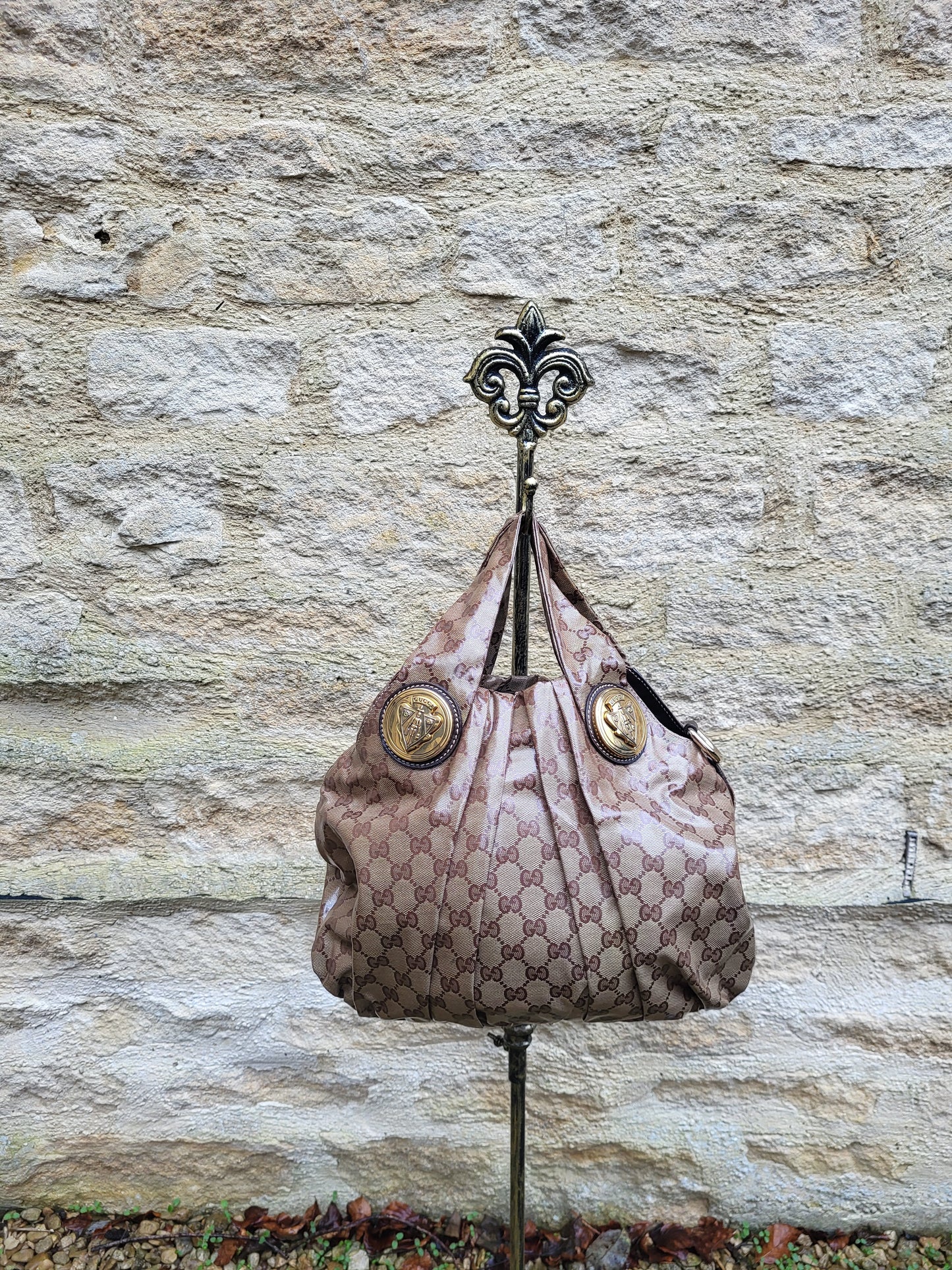 Gucci GG Crystal Canvas Monogram Hobo Bag