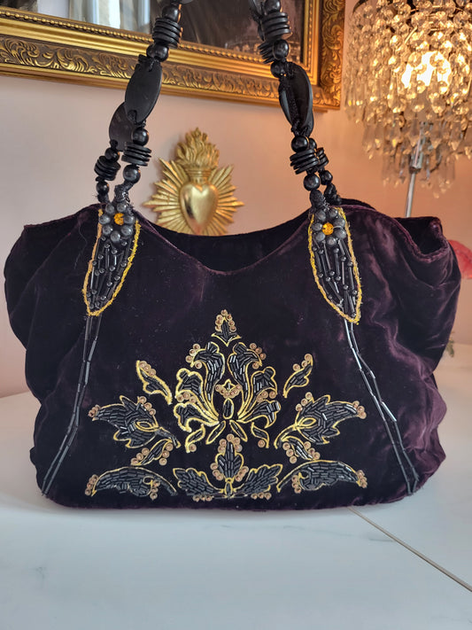Baroque Beaded Deep Purple Handbag