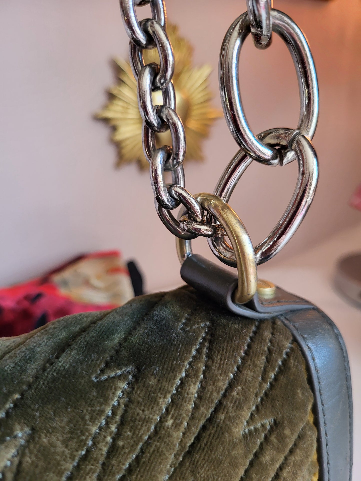 Vintage Vivienne Westwood Olive Velvet Shoulder Bag