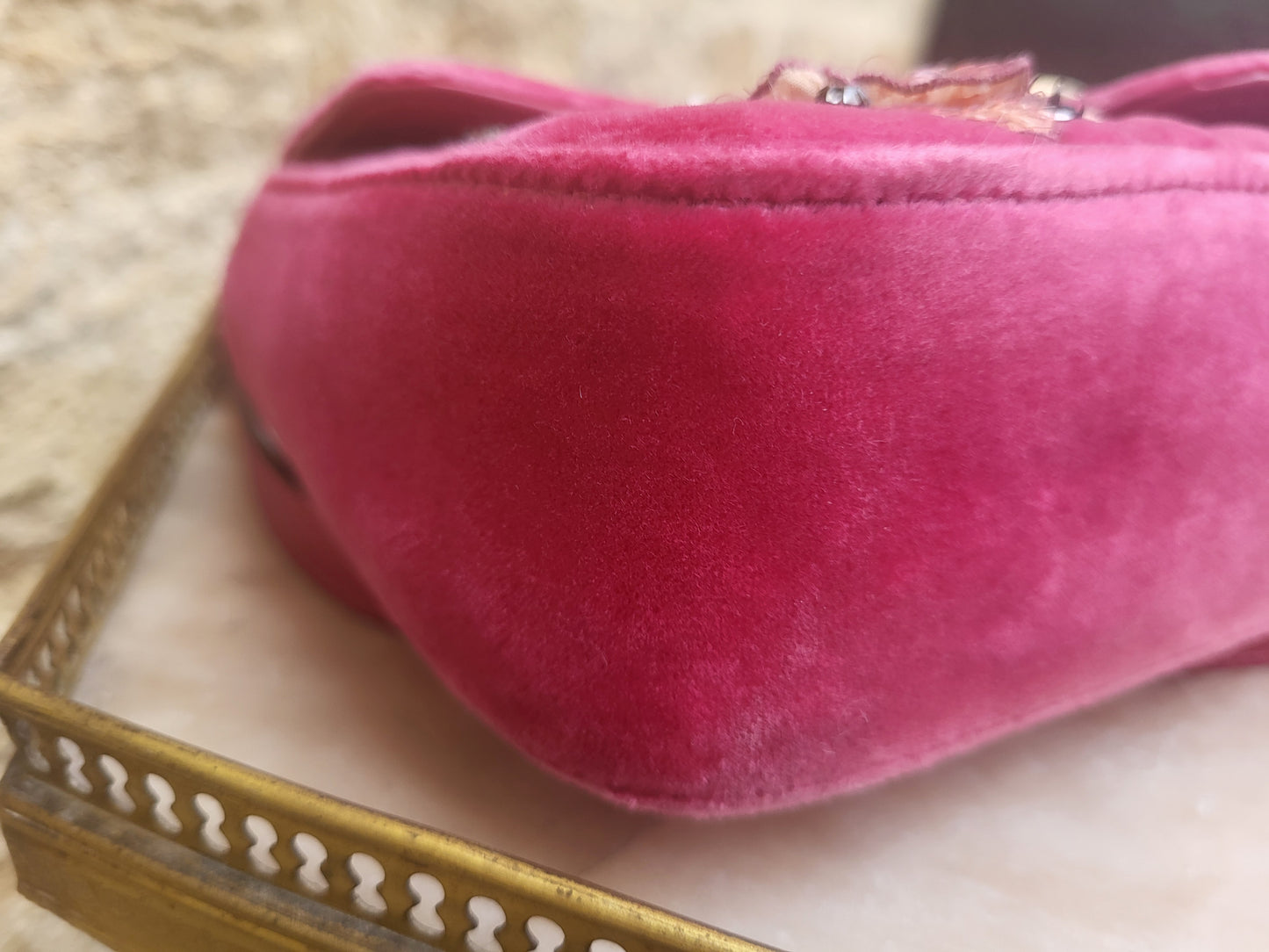 Gucci Crystal Embellished Velvet Marmont Bag