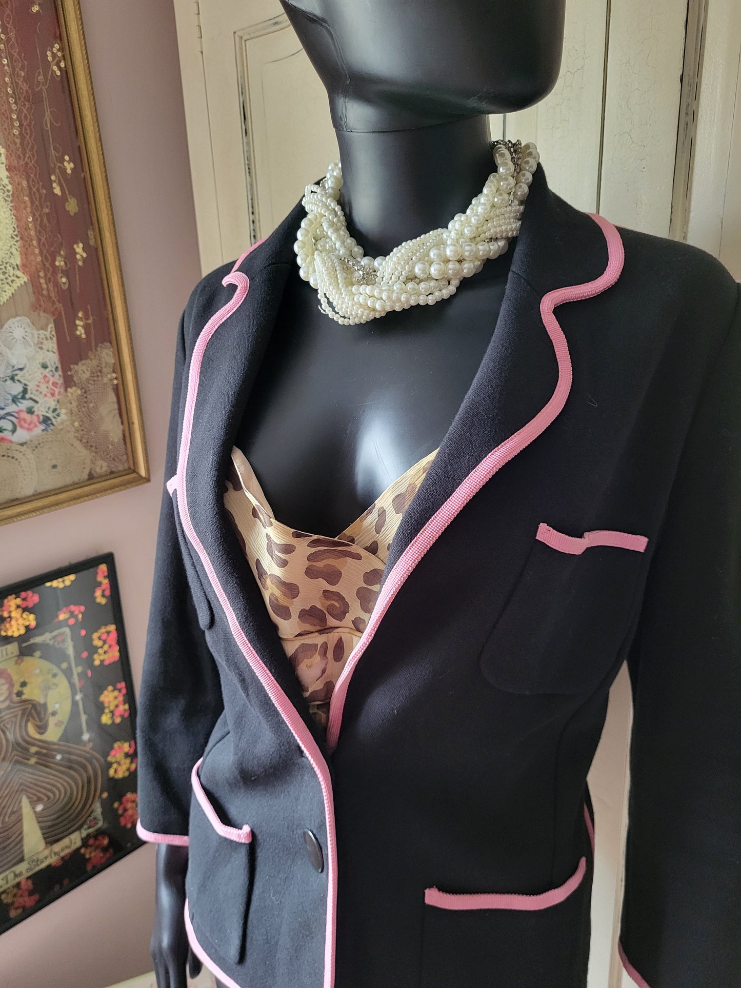 Jaeger Navy and Pink Blazer