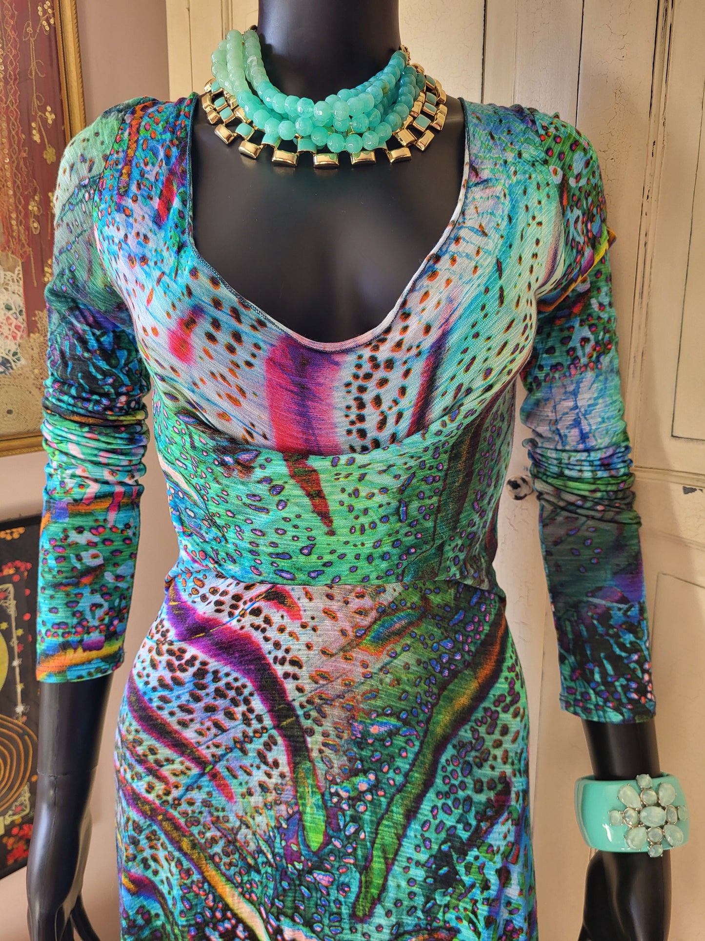 Multicolour Print Midi Dress