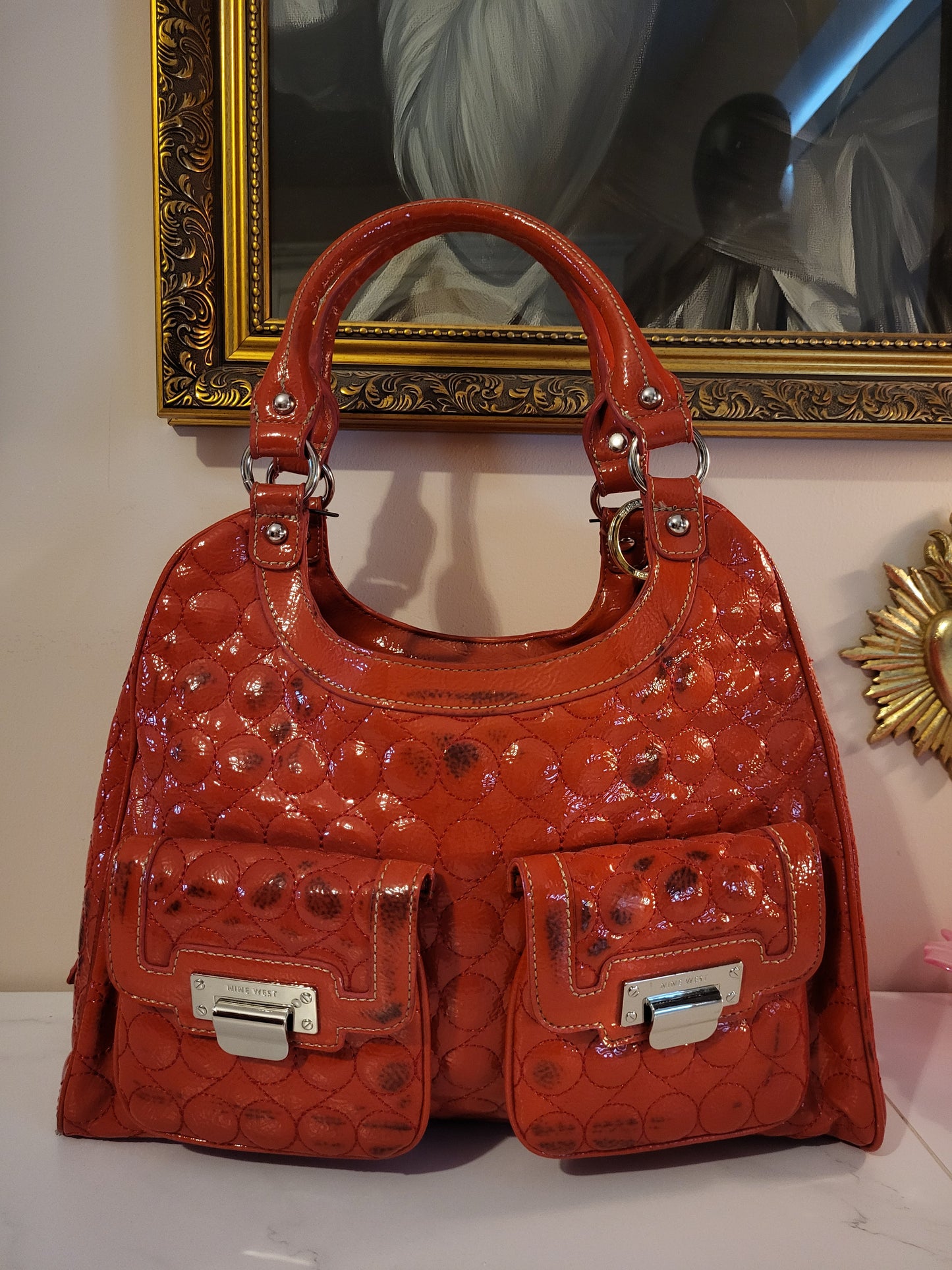 Nine West Large Patent Red Handbag