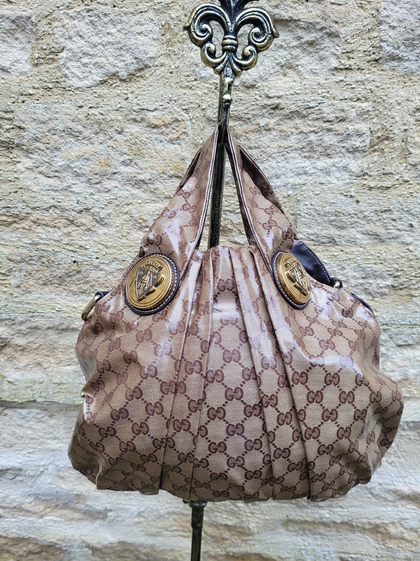 Gucci GG Crystal Canvas Monogram Hobo Bag