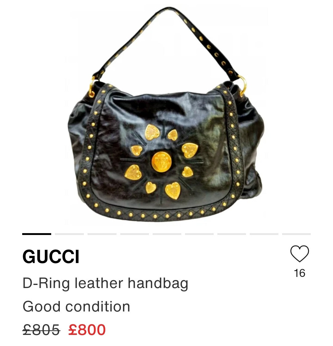 Vintage Gucci Calfskin Studded Large Irina Babouska Hobo Bag