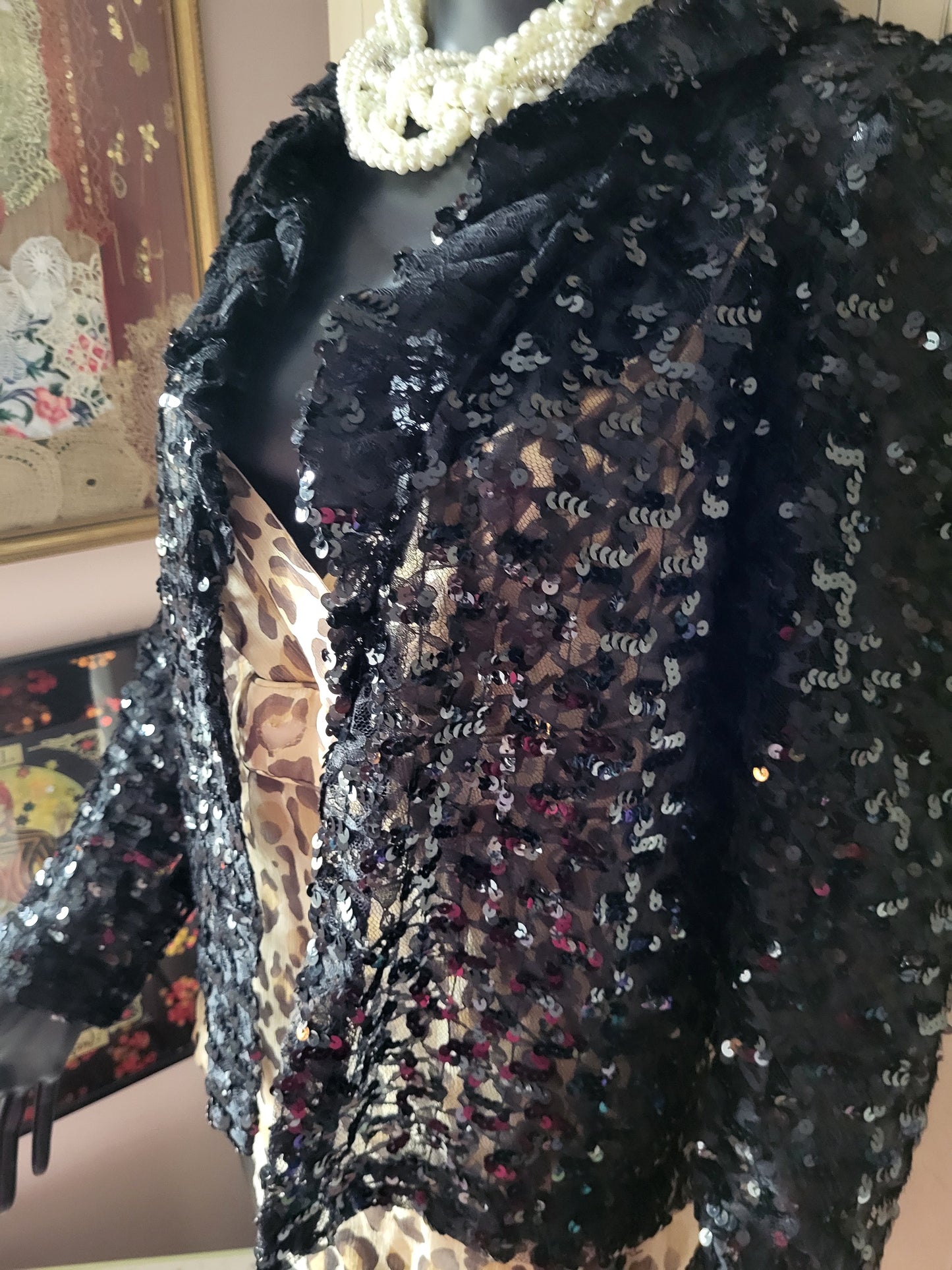 Heléne Sidel Black Vintage Sequin Jacket