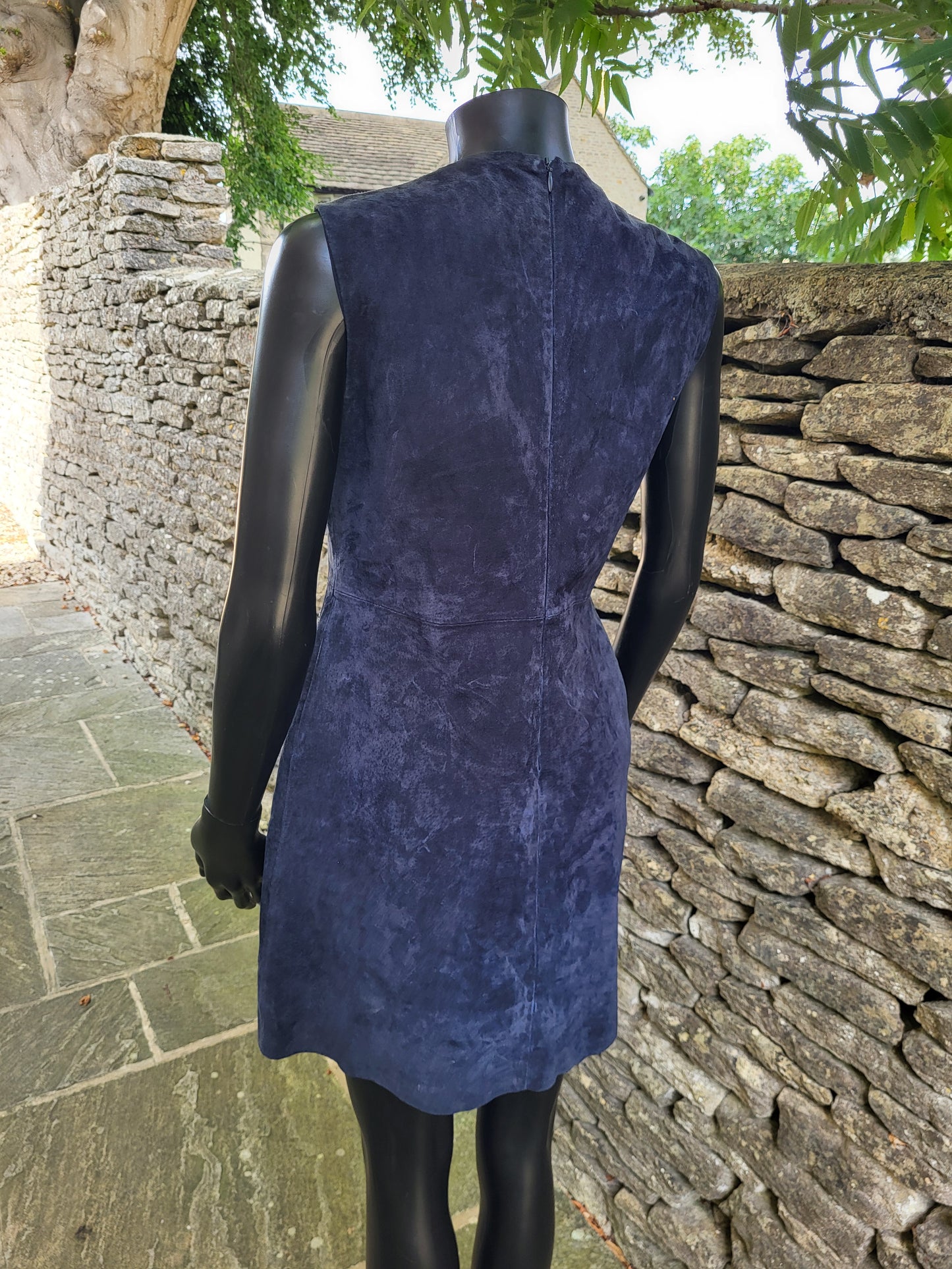 Vintage Midnight Blue Suede Studded Shift Dress