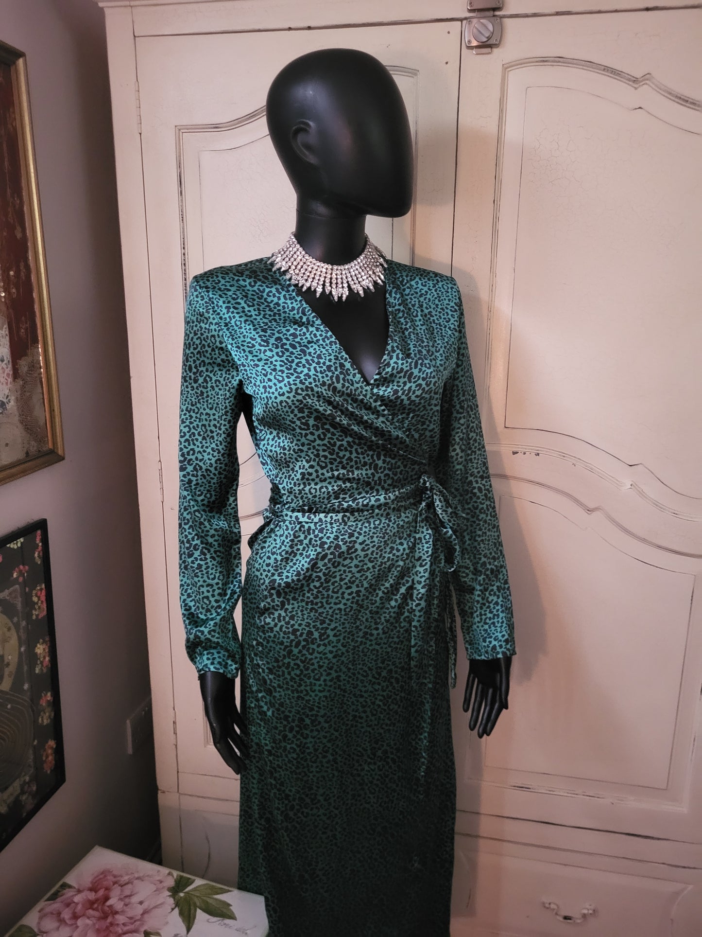 Dancing Leopard Deep Green Leopard Print Dress