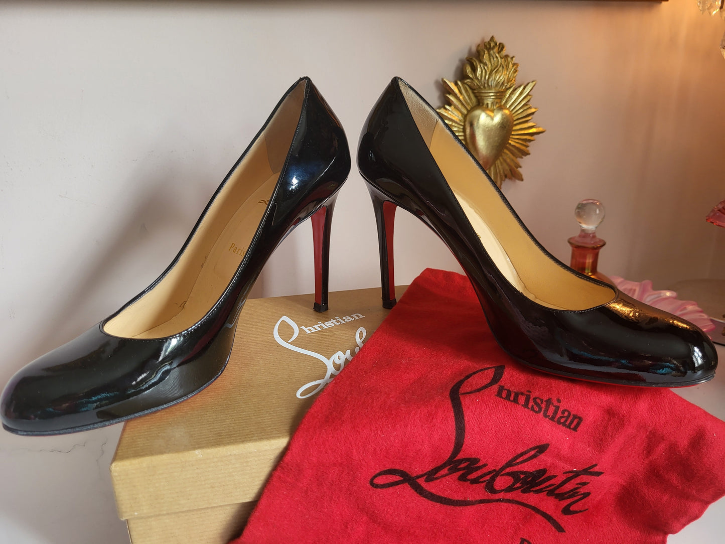 Christian Louboutin Patent Black Court Heels