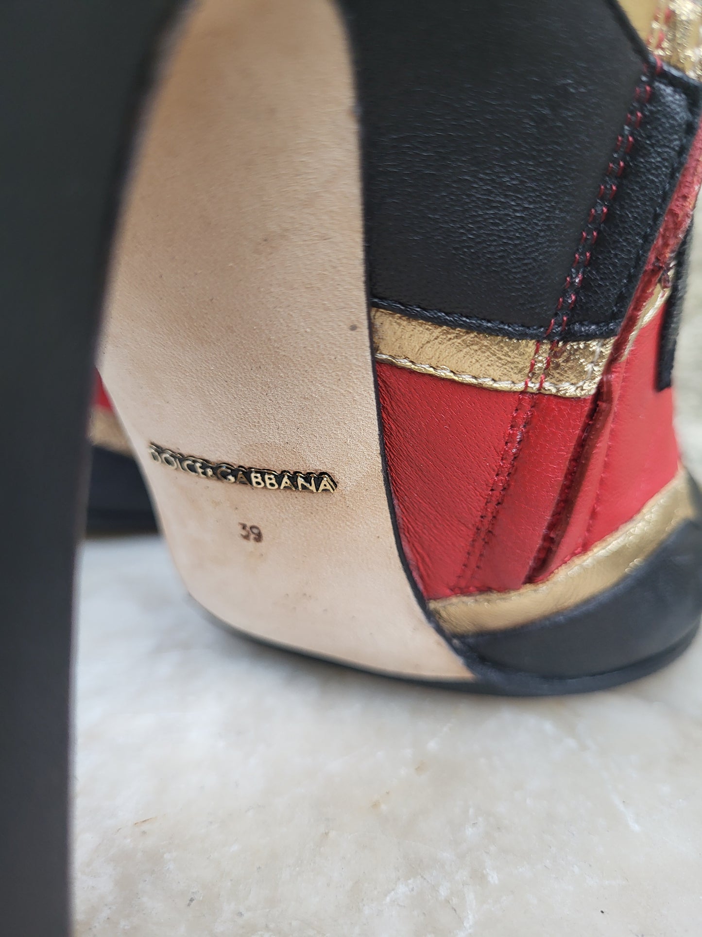 Dolce & Gabbana Baroque Embellished Red Leather Boots