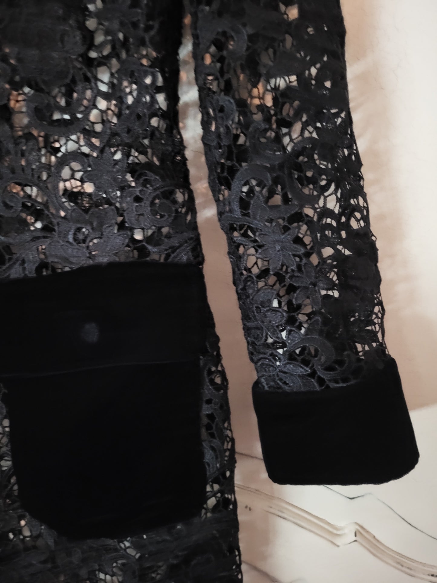 Vintage Condotti Black Lace and Velvet Dress