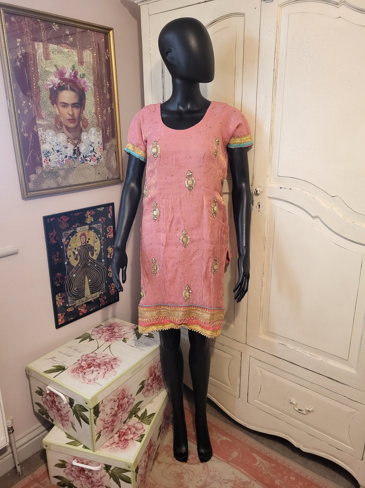 Pink Vintage Indian Shift Dress