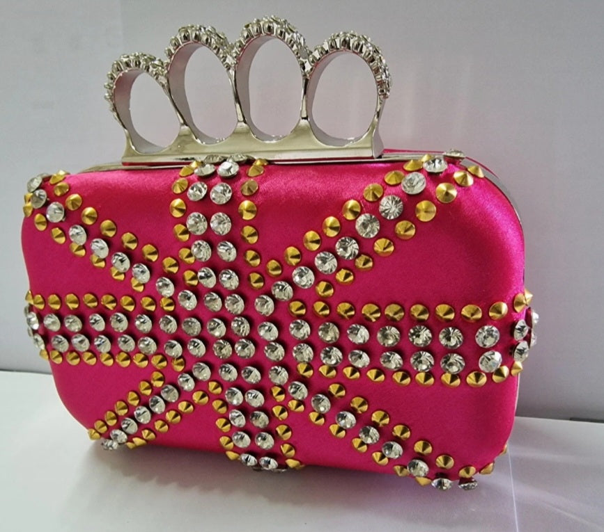 Fuchsia Union Jack Sequin Clutch Bag