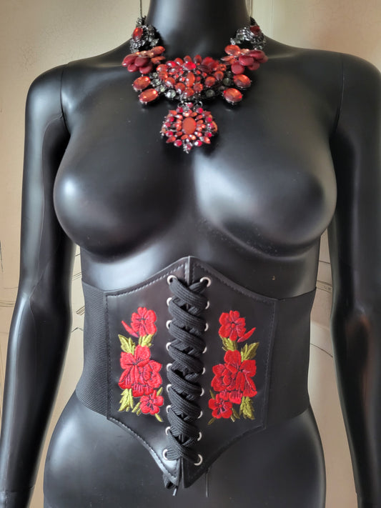 Embroidered Corset Waist Belt