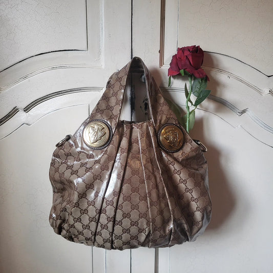 Gucci Hysteria Crystal Canvas and Leather Hobo Bag