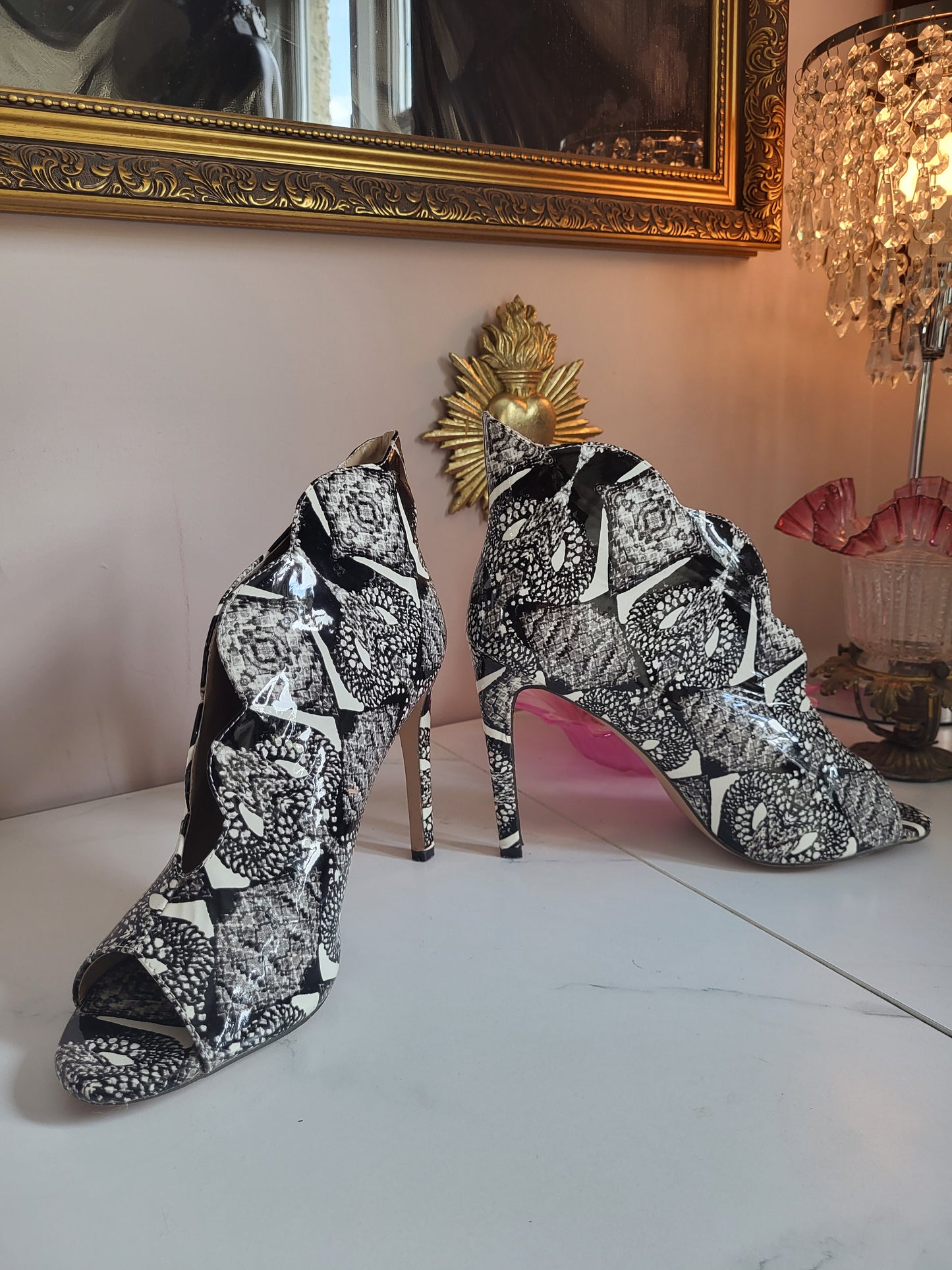 Sergio Todzi Patent Faux Snakeskin Shoe Boots