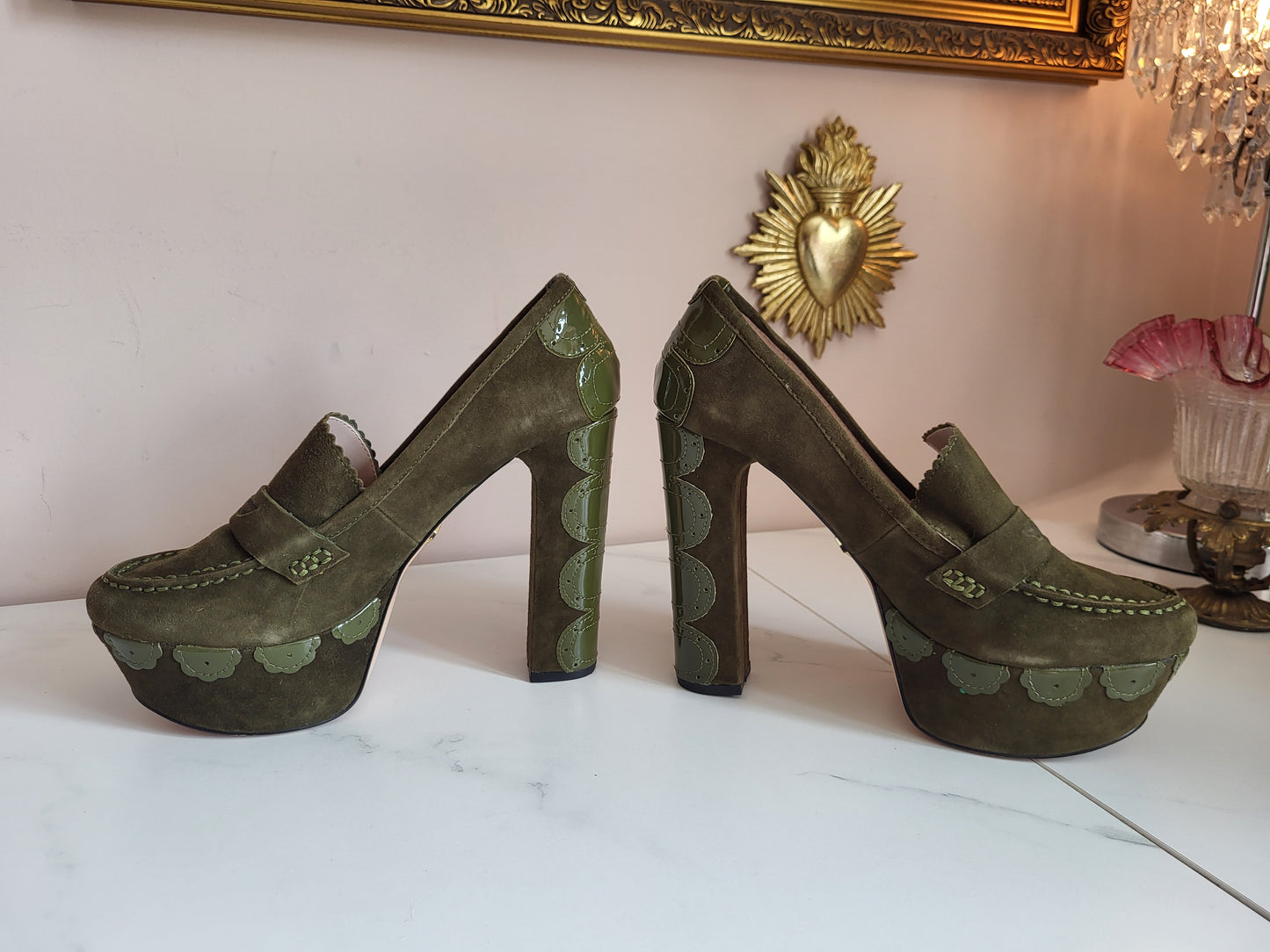 Kurt Geiger Leather and Suede Platform Loafers
