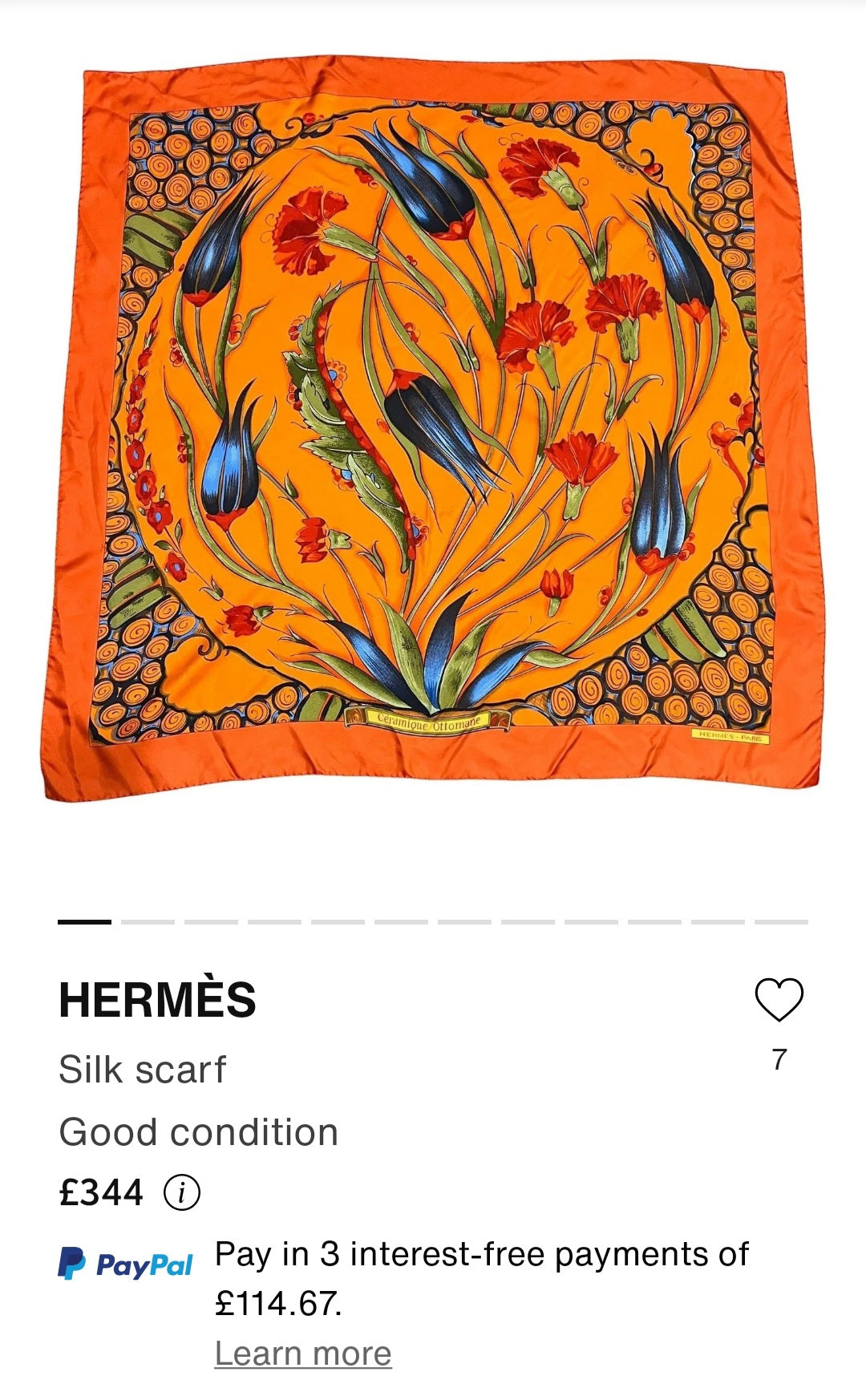 Hermès Céramique Ottomane Silk Scarf