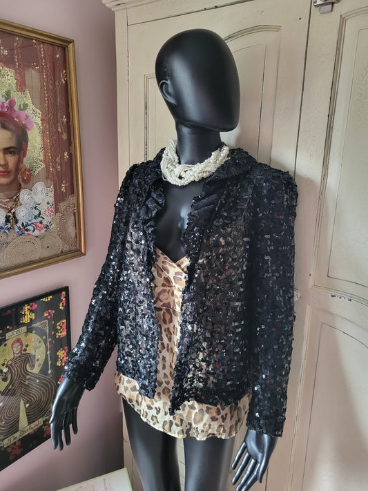 Heléne Sidel Black Vintage Sequin Jacket