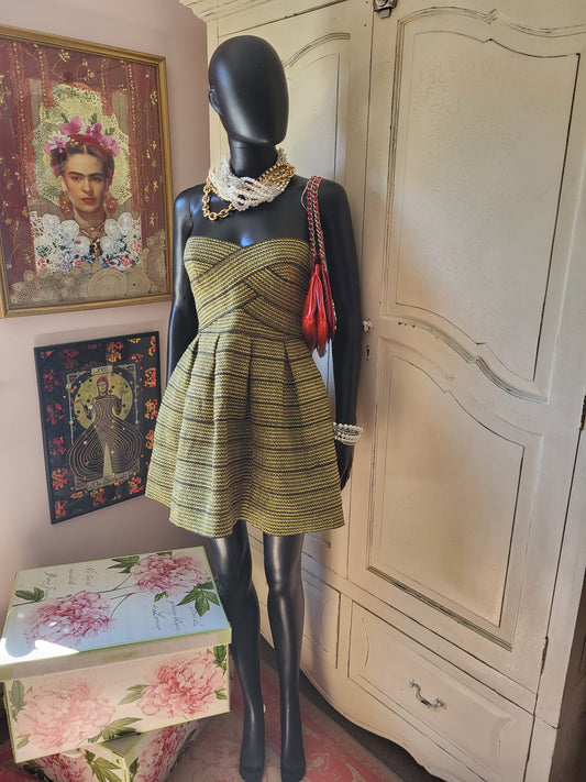 Sans Souci Gold Bandage Strapless Dress