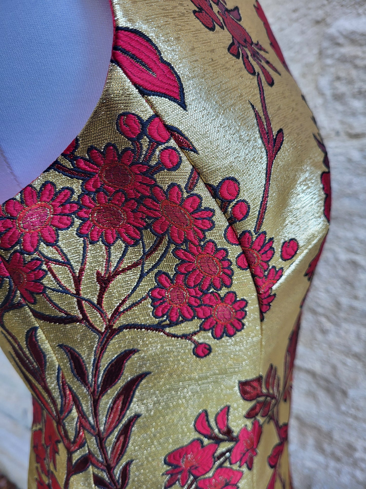 Dolce & Gabbana Gold Brocade Silk Mini Dress