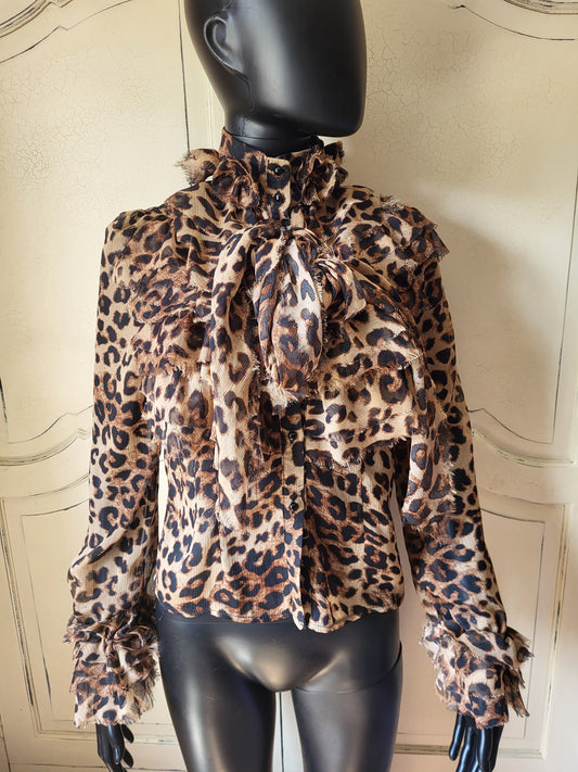 Leopard Print Pussy Bow Blouse