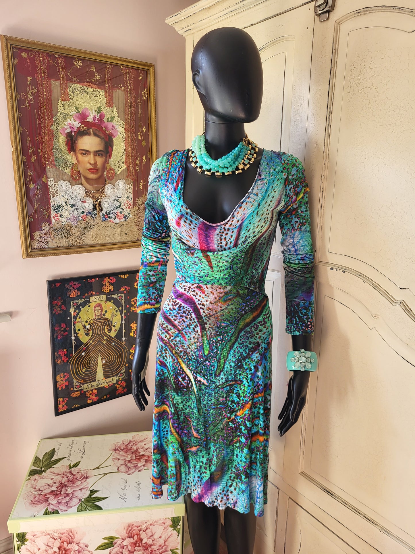 Multicolour Print Midi Dress