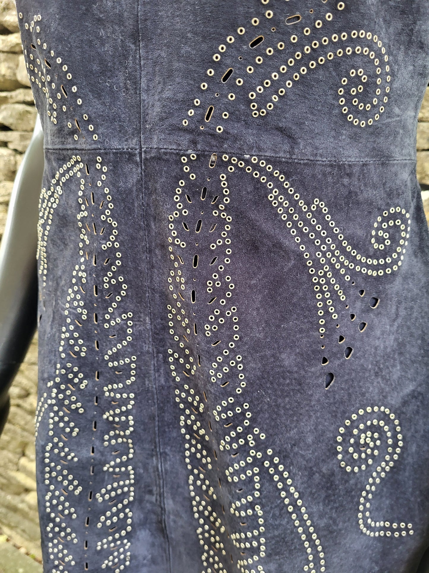 Vintage Midnight Blue Suede Studded Shift Dress