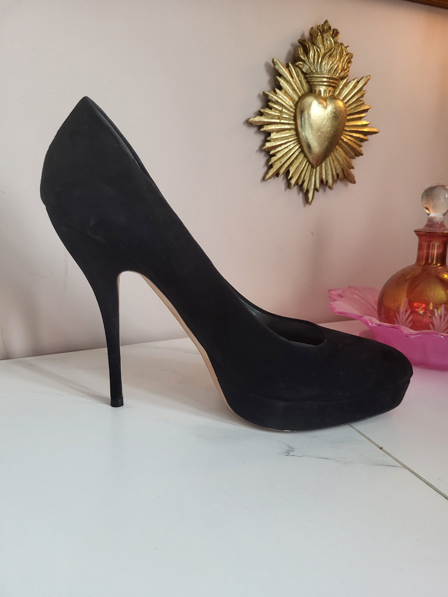 Gucci Black Suede Platform Heels