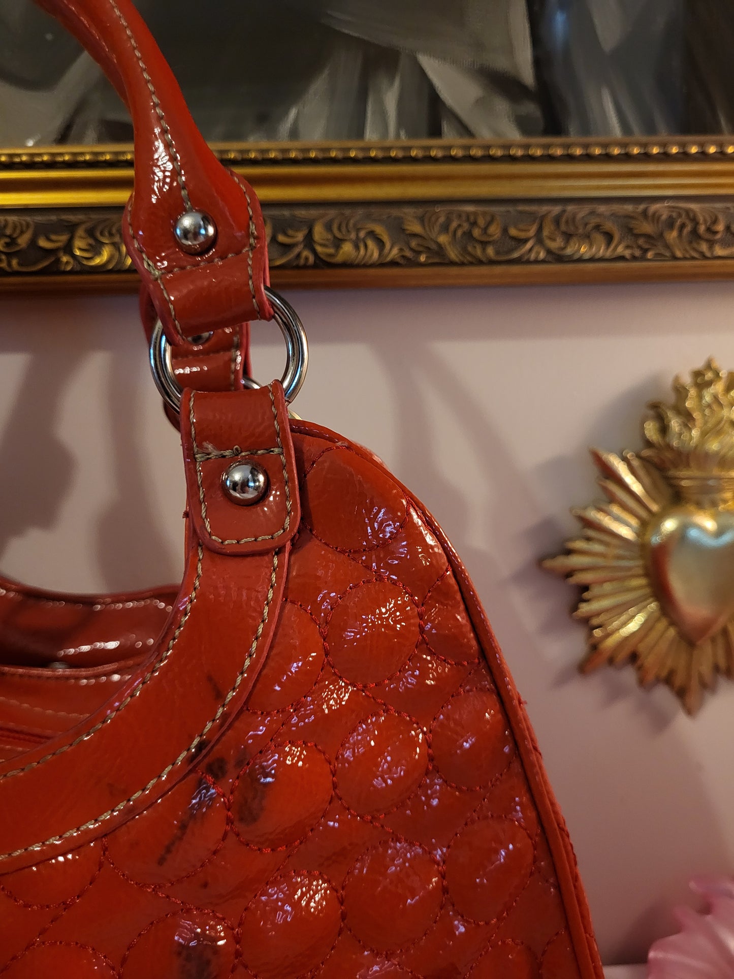 Nine West Large Patent Red Handbag