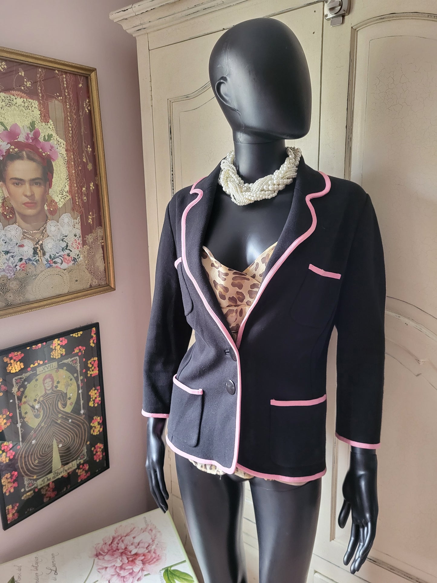 Jaeger Navy and Pink Blazer