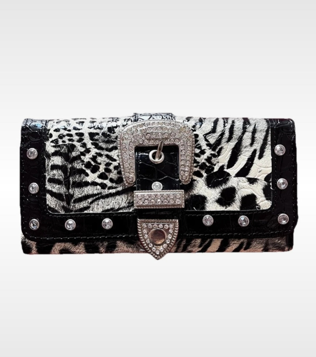 LYDC Animal Print Studded Wallet
