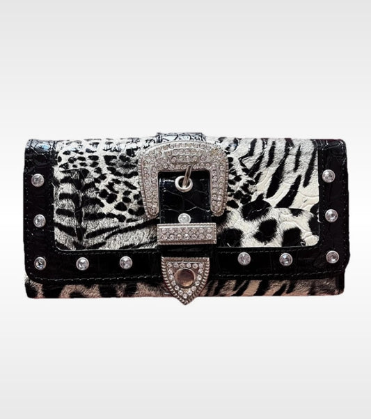 LYDC Animal Print Studded Wallet