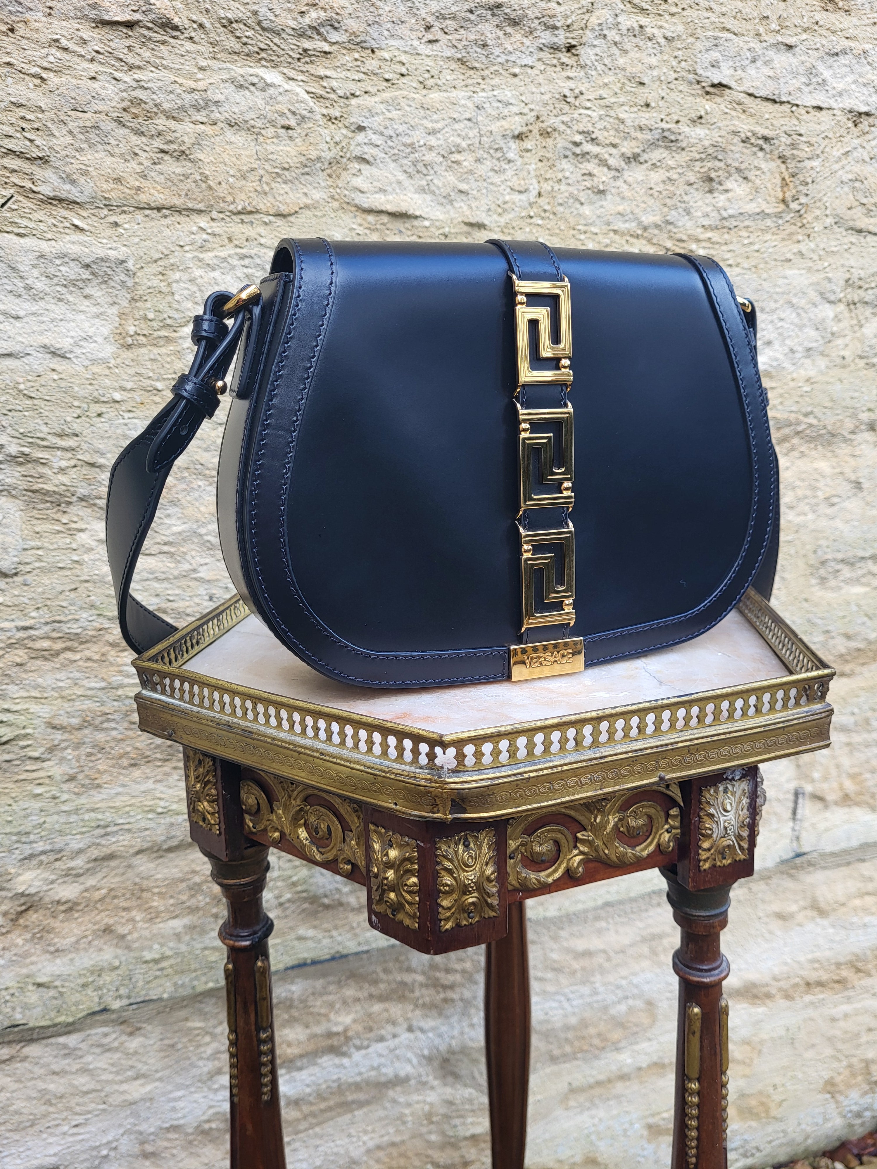 Versace Greca Goddess black leather crossbody bag, brand new with tags