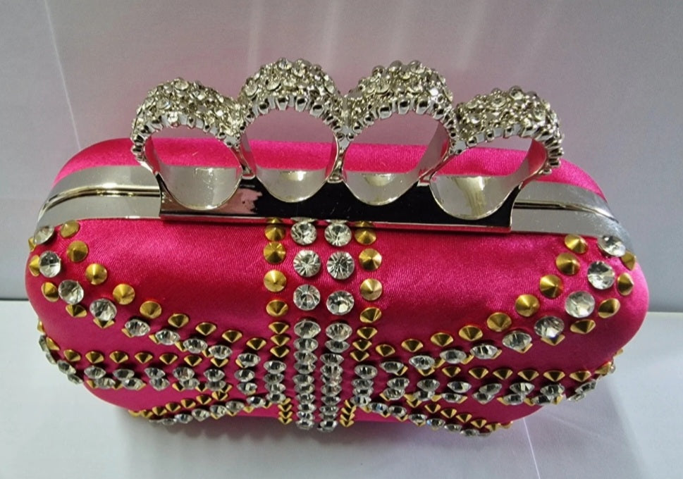 Fuchsia Union Jack Sequin Clutch Bag