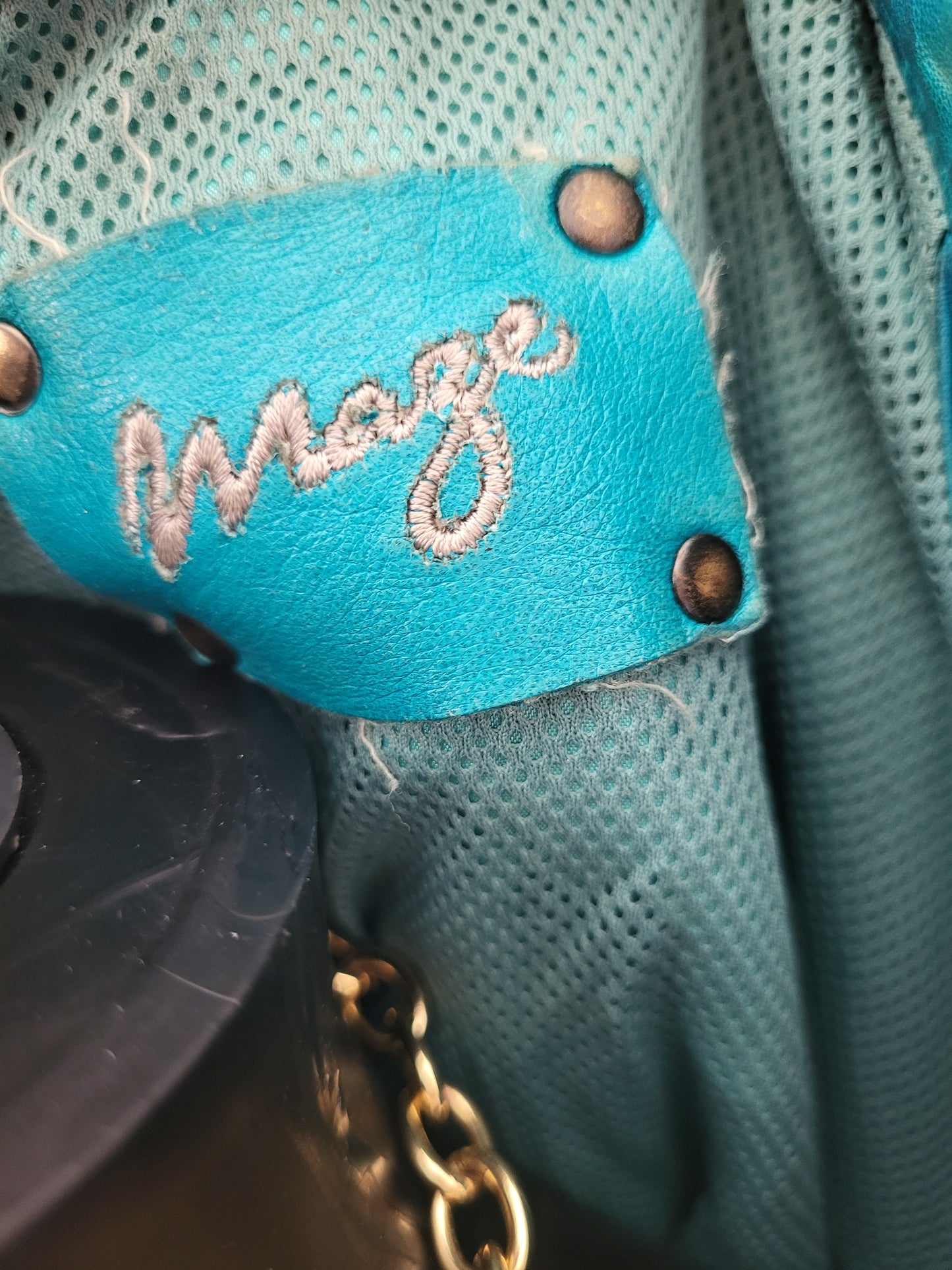Vintage Maje Turquoise Distressed Leather Jacket