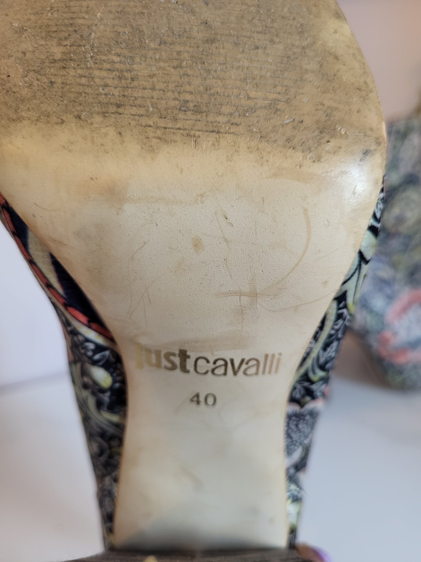 Vintage Satin Just Cavalli Floral and Leopard Print Ankle Boots